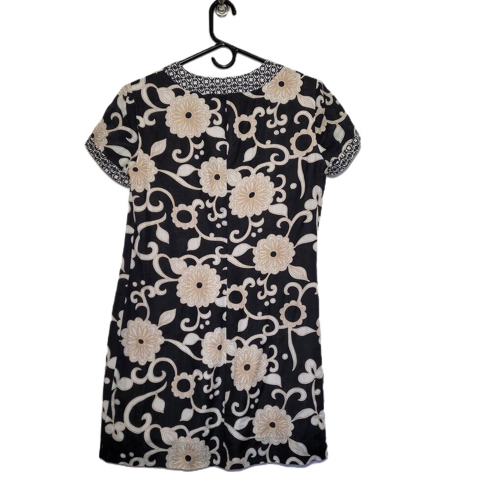 Trina Turk  Womens Black Floral Boho Travel Career Dress V-Neck Silk Blend SZ‎ 6 - Picture 4 of 8